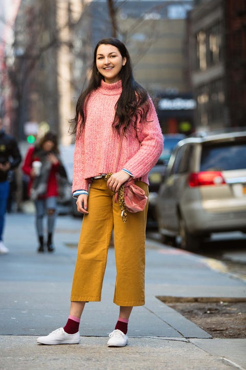 Street fashion, Clothing, Photograph, Yellow, Fashion, Pink, Orange, Snapshot, Footwear, Jeans, 