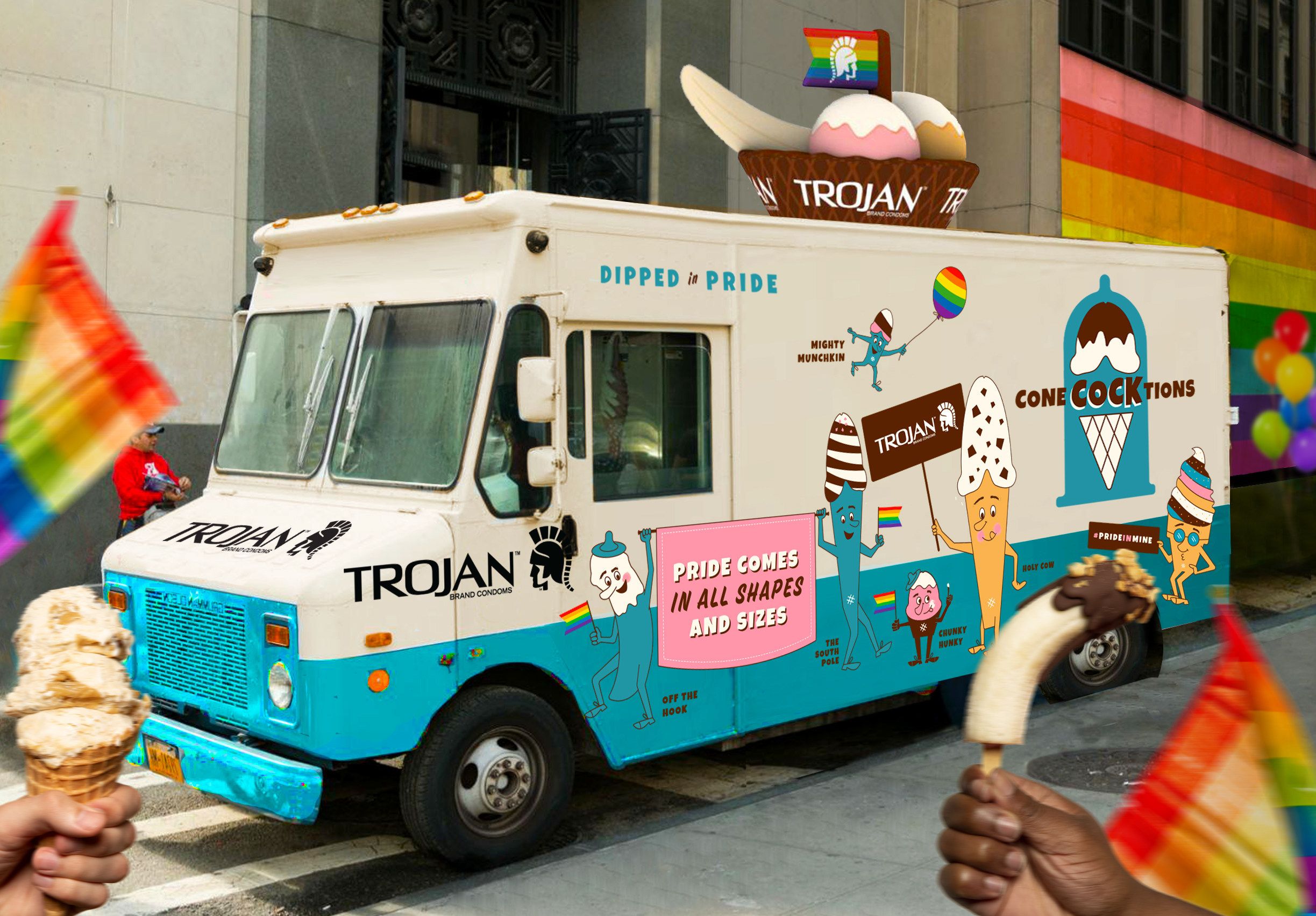 Trojan Condoms Is Launching A Conecocktions Ice Cream Truck For Pride - ice cream theme song roblox piano