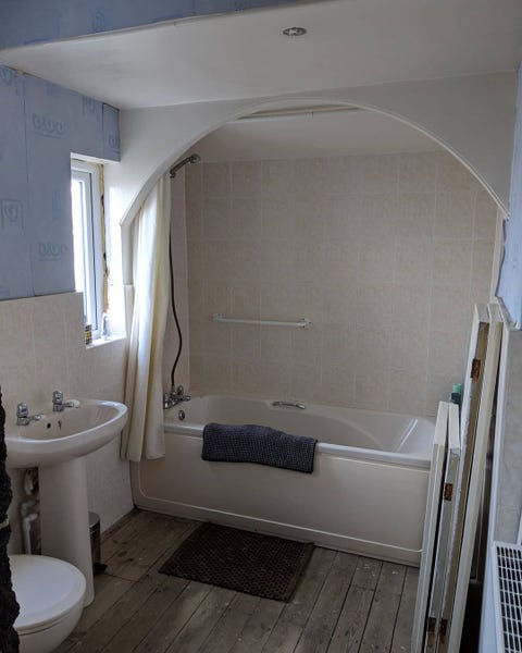 before  after photos bathroom renovation from thehalfdonehouse
