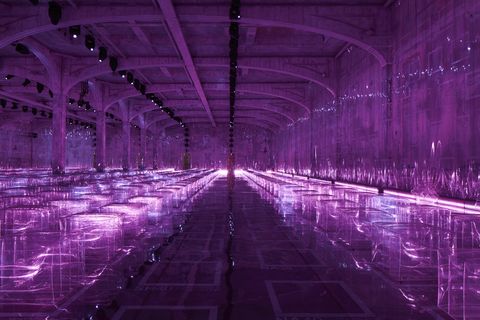 Purple, Violet, Light, Architecture, Infrastructure, Symmetry, Darkness, Magenta, Space, Tunnel, 