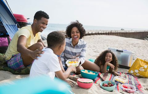 family beach picnic