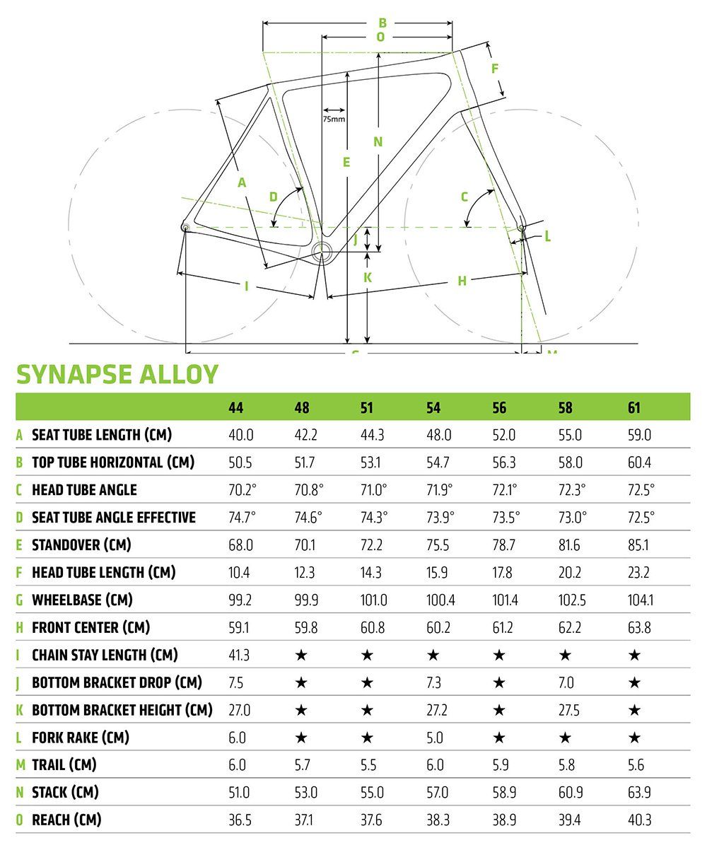 cannondale bike size chart