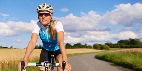 happy training cyclist