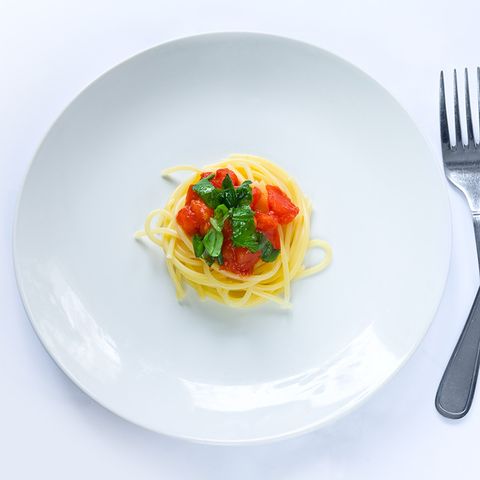tiny plate of spaghetti