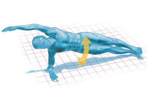 Illustration of a transverse plank exercise. 