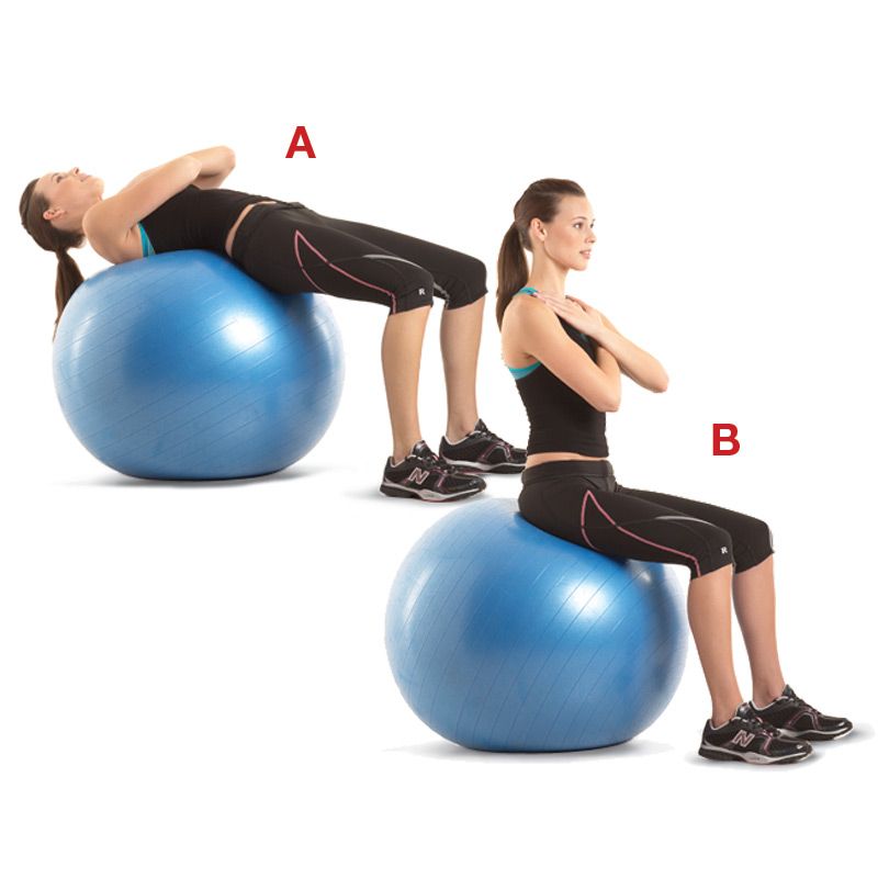 Stability ball walk-up crunches