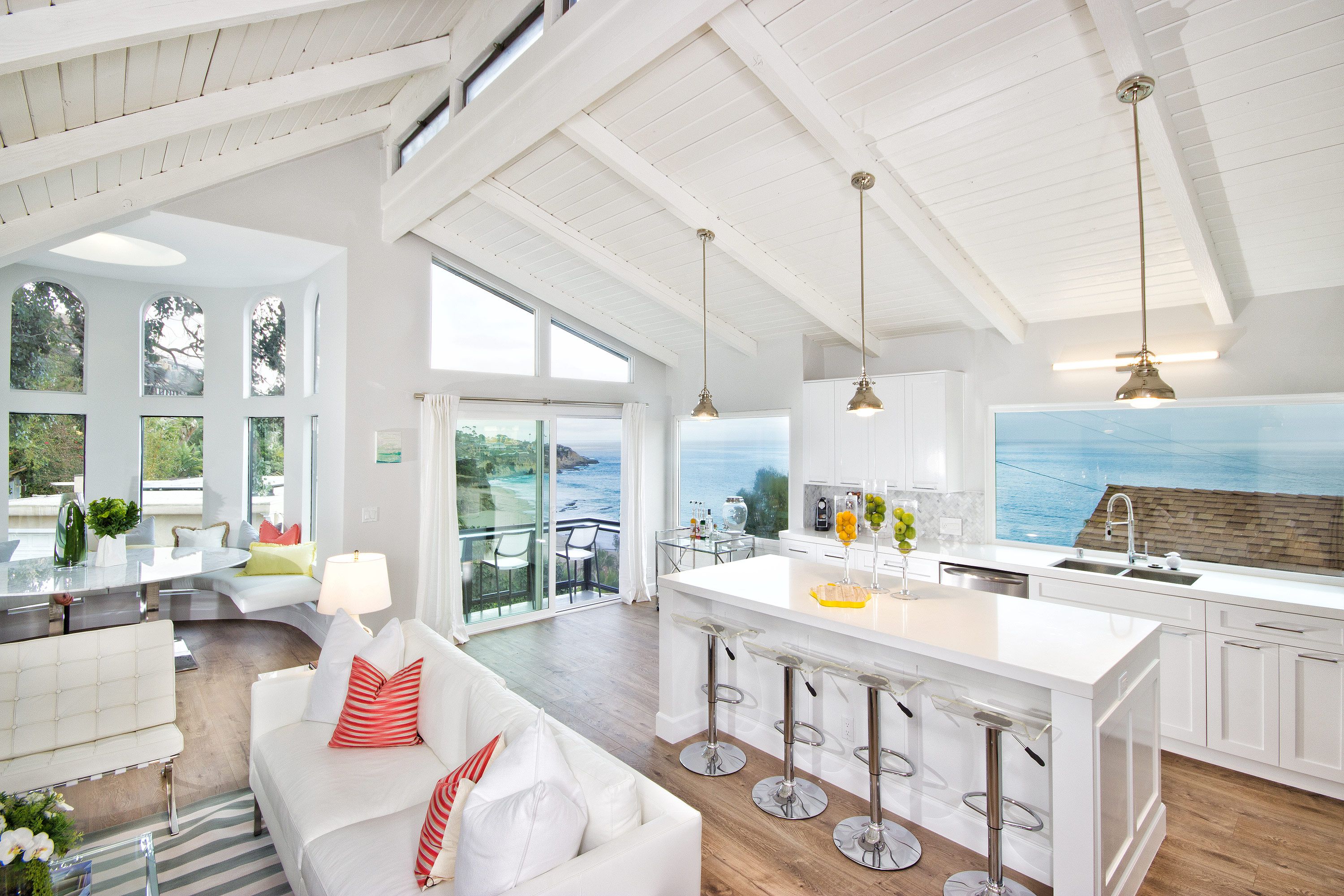 kitchen living room vaulted ceiling