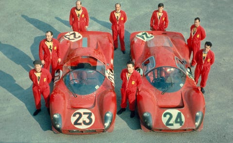 1967 Squadra Ferrari 330P4 cars at Daytona. 1967 squadra ferrari 330p4 cars at daytona