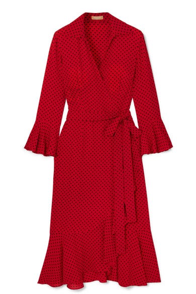 Michael Kors Ruffled polka-dot silk-georgette wrap dress