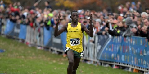 Edward Cheserek wins his third consecutive cross-country title. 