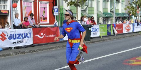 Superman running.