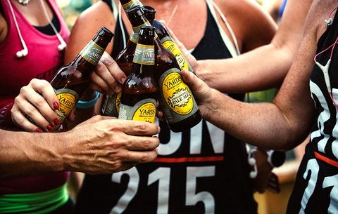 runners drinking beer