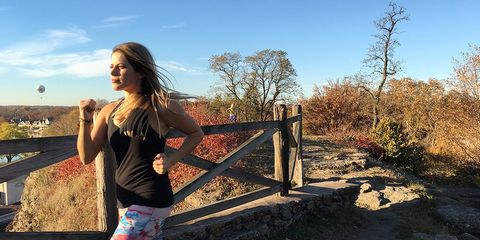Gina practicing meditation while running