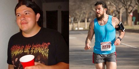 Adrian Macias before and after running 