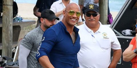 The Rock on set for Baywatch Movie 