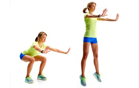 model doing jump squat