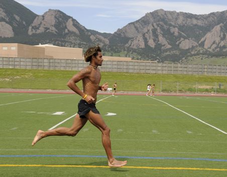 running barefoot on grass