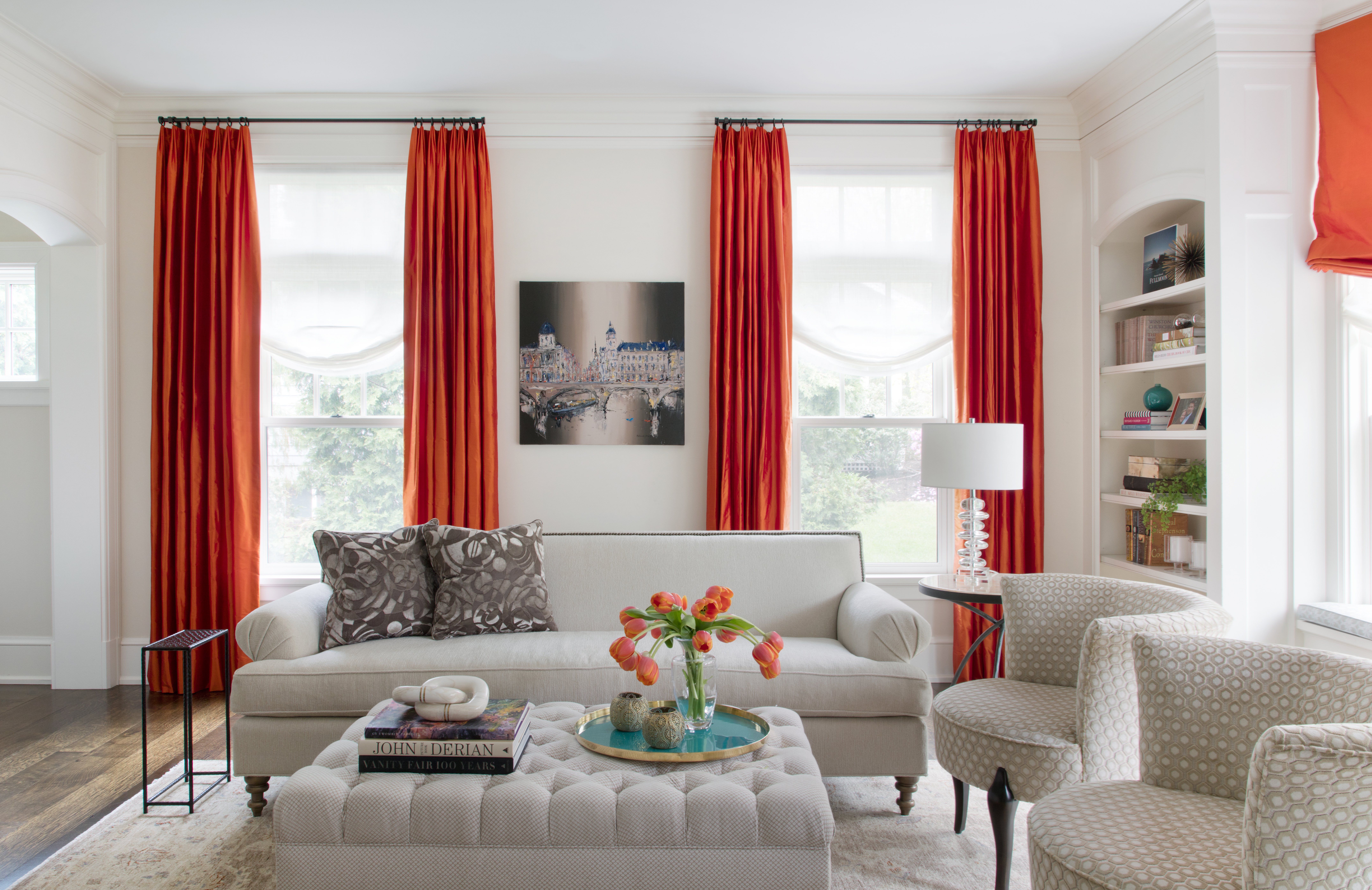 Best Orange Home Decor Tips How To, Orange Curtains Living Room Ideas