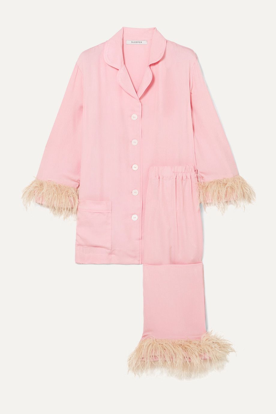 feather trim pyjamas