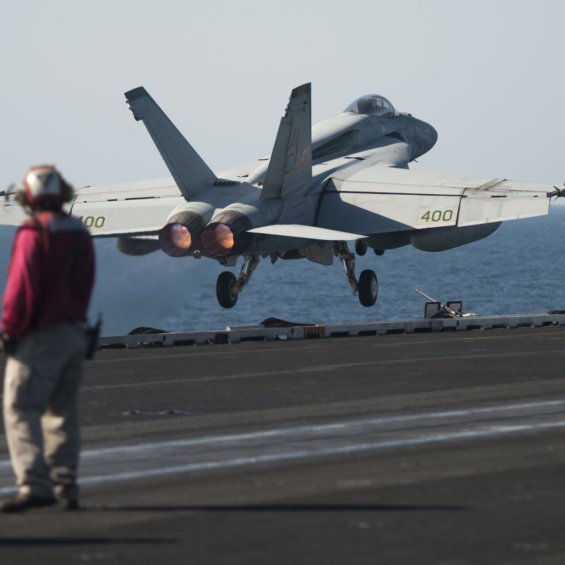 Heavy Winds Blew an F/A-18 Super Hornet Right Off the Side of an Aircraft Carrier