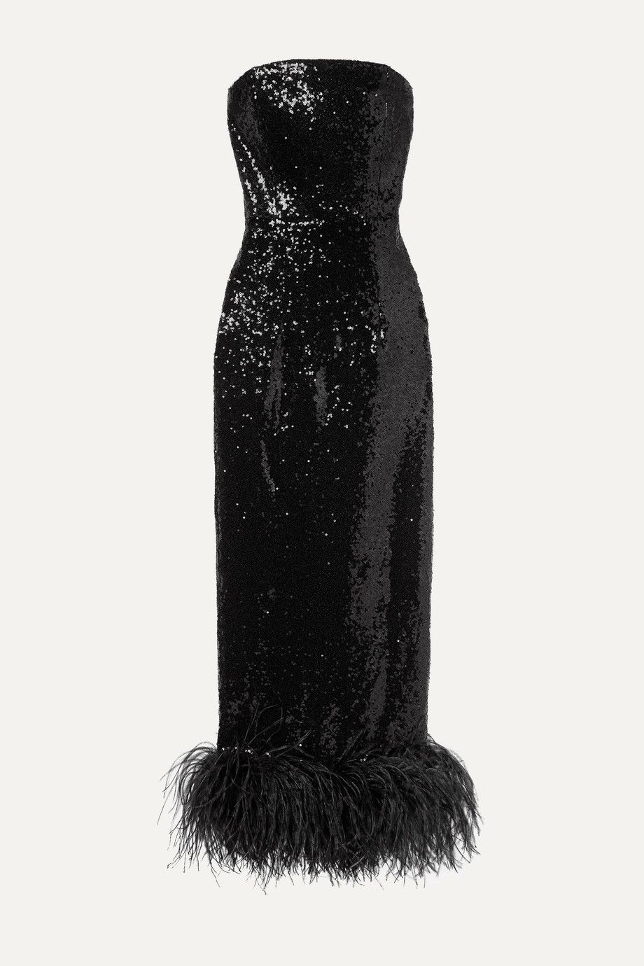 black dress with feathers on top