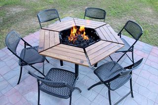 Fire Pit Is A Grill And Dining Table, Outdoor Fire Pit Bbq Table Grill