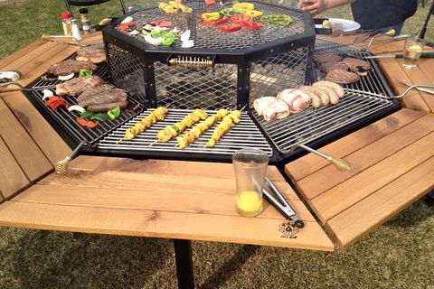 Fire Pit Is A Grill And Dining Table, Bbq Fire Pit Grill