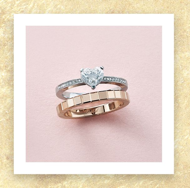 ショパールの婚約指輪と結婚指輪の重ね付けリング2パターンの組み合わせ画像