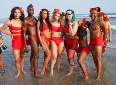 Chromat x Tourmaline Spring/Summer 2022 Runway Show At New York Fashion Week - Front Row & Backstage new york, new york september 12 models pose with designer becca mccharen tran after the chromat x tourmaline springsummer 2022 runway show at new york fashion week on september 12, 2021 in new york city photo by sean zannigetty images for chromat
