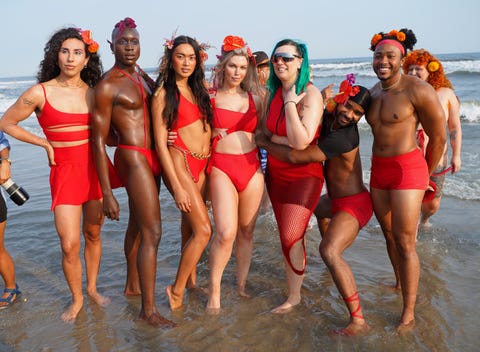 new york, new york   september 12 models pose with designer becca mccharen tran after the chromat x tourmaline springsummer 2022 runway show at new york fashion week on september 12, 2021 in new york city photo by sean zannigetty images for chromat