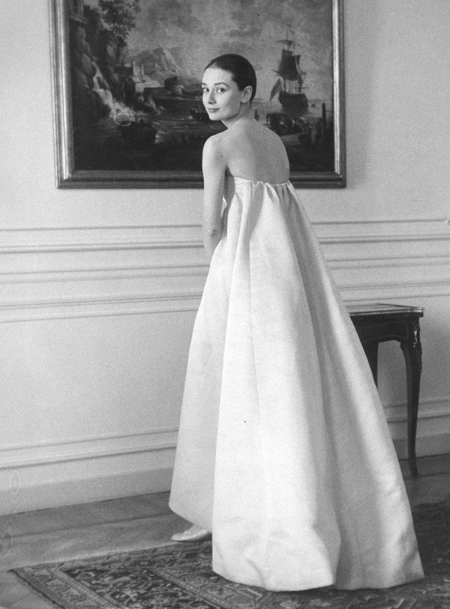 f57mb5 audrey hepburn  1929 1993 british film actress at the givenchy studio about 1957 image shot 1957 exact date unknown