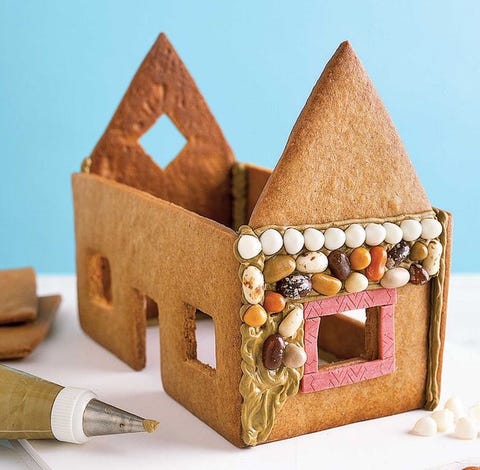 decorating a gingerbread house