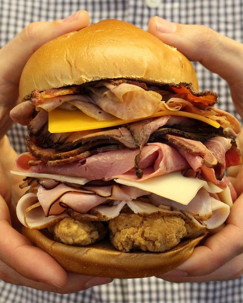 Food, Junk food, Dish, Hamburger, Fast food, Cuisine, Bacon sandwich, Ingredient, Burger king premium burgers, Bologna sandwich, 
