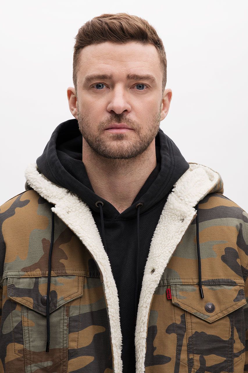 levi's x justin timberlake sherpa camo trucker jacket black camo