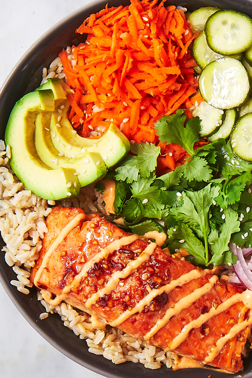 spicy salmon bowls