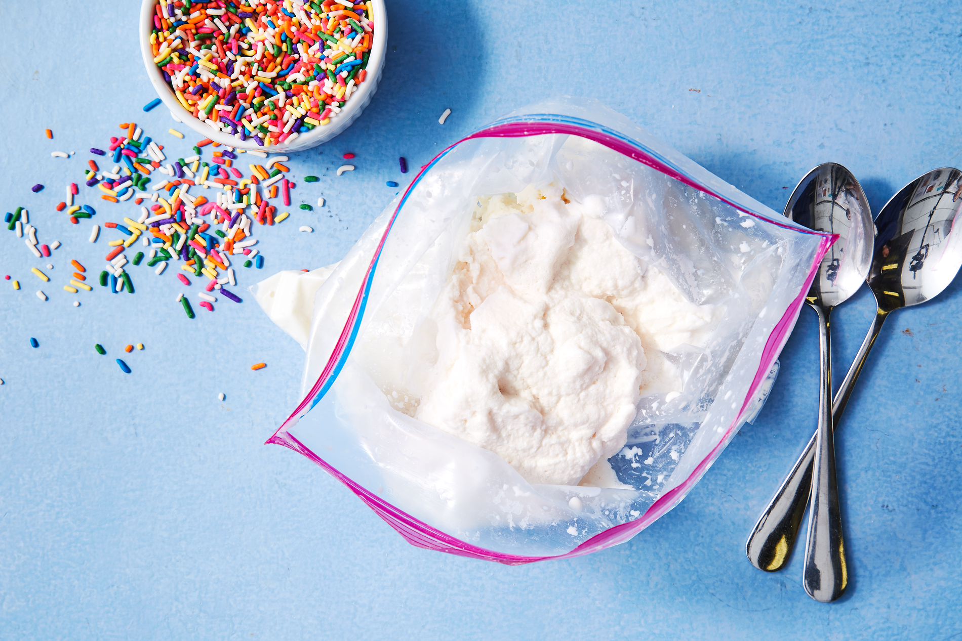 ice cream in a bag with heavy whipping cream