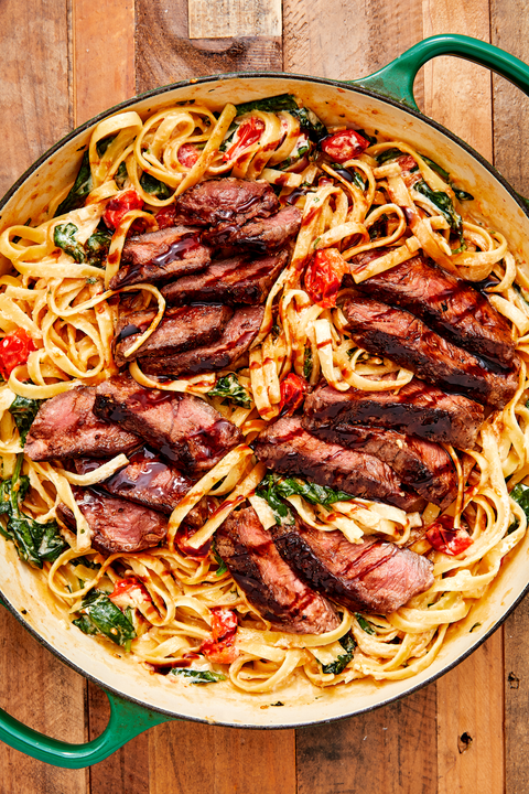 Steak de fettuccine crémeux