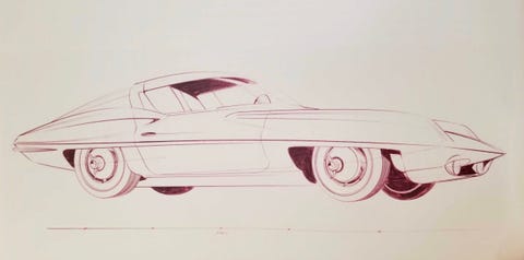 peter brock 1957 sketch for c2 corvette