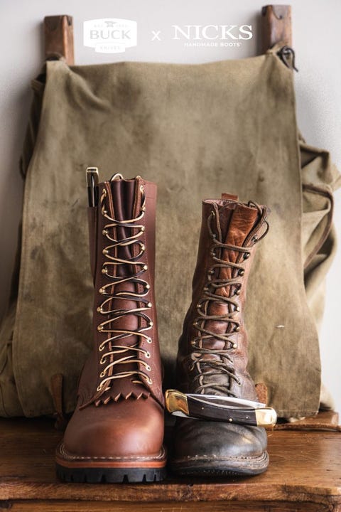 1964 buck knives x nicks boots collab knife and boots