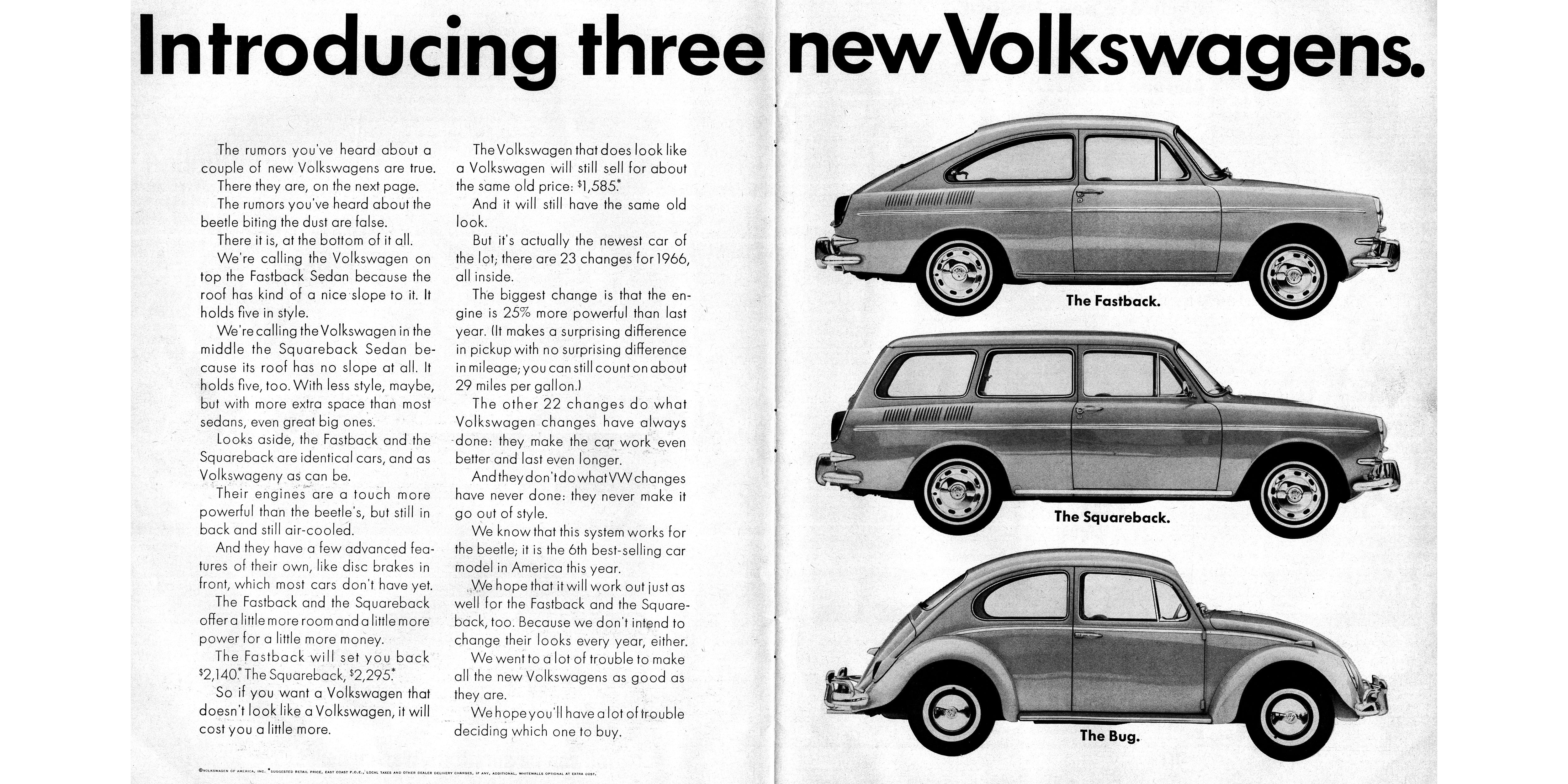 1966 Volkswagen Fastback Classic Advertisement Ad A1B 