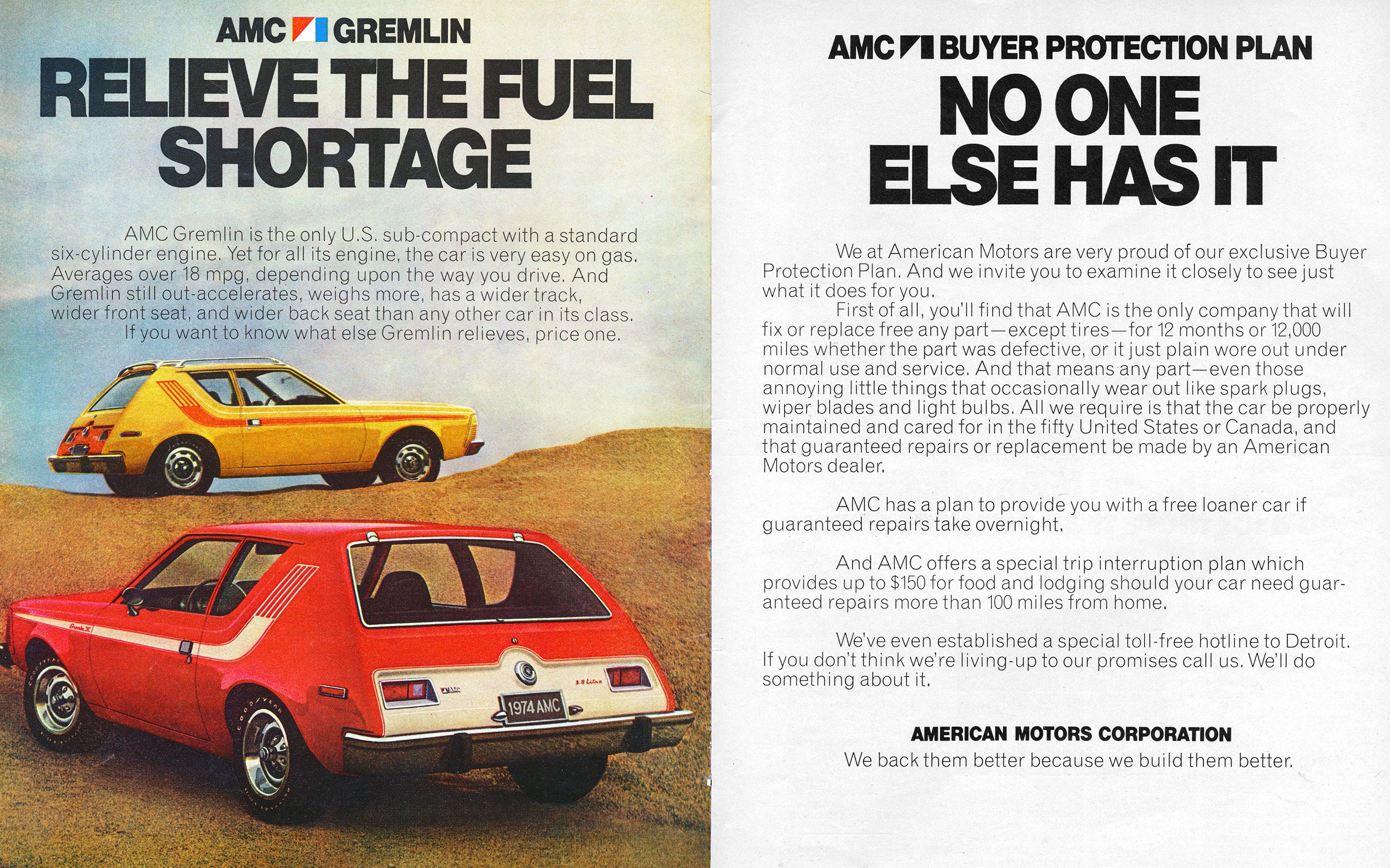 Solve the Oil Crisis with the New 1974 AMC Gremlin