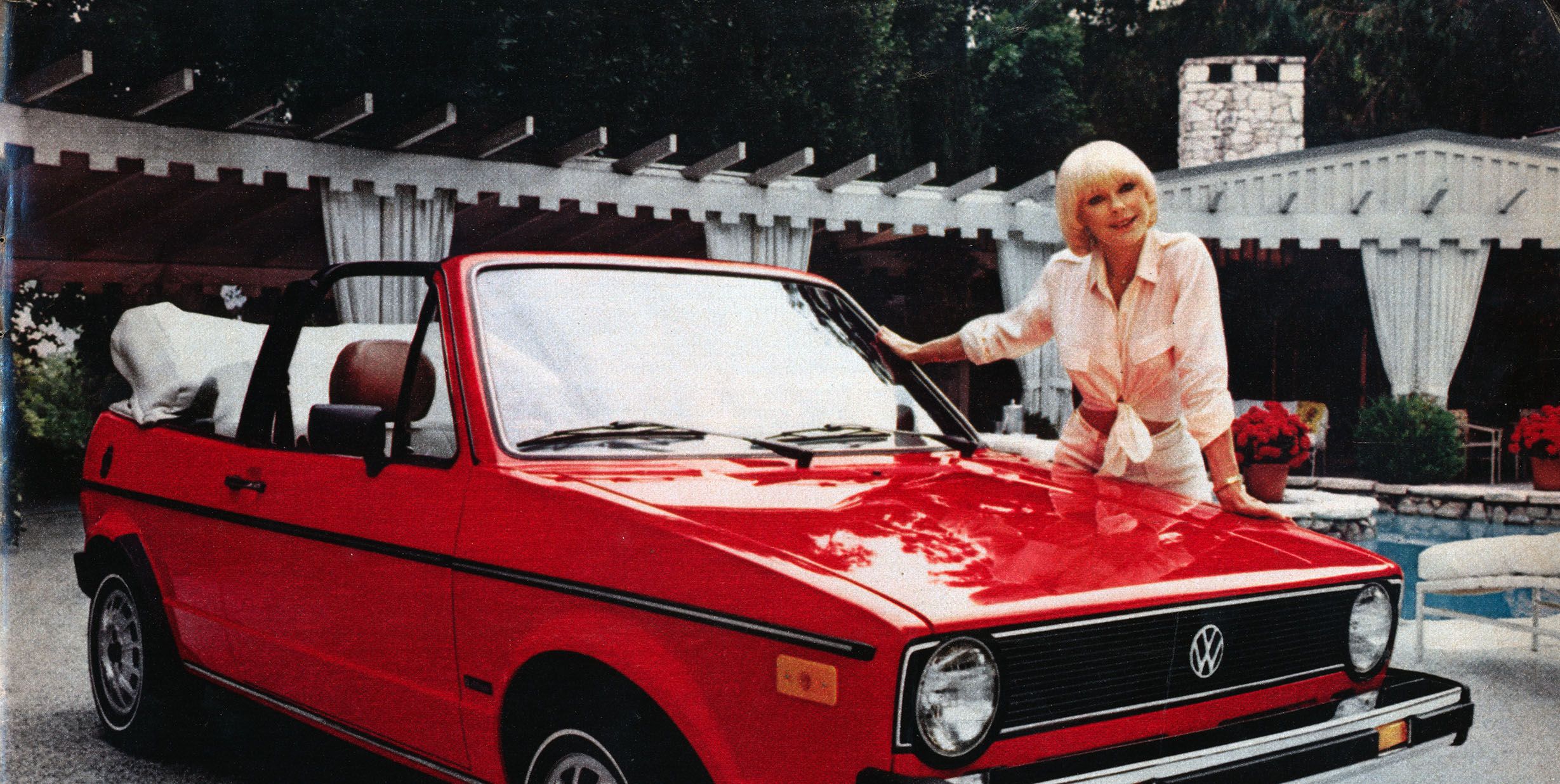 Elke Sommer Drives Her New 1981 VW Rabbit Droptop to the Oscars