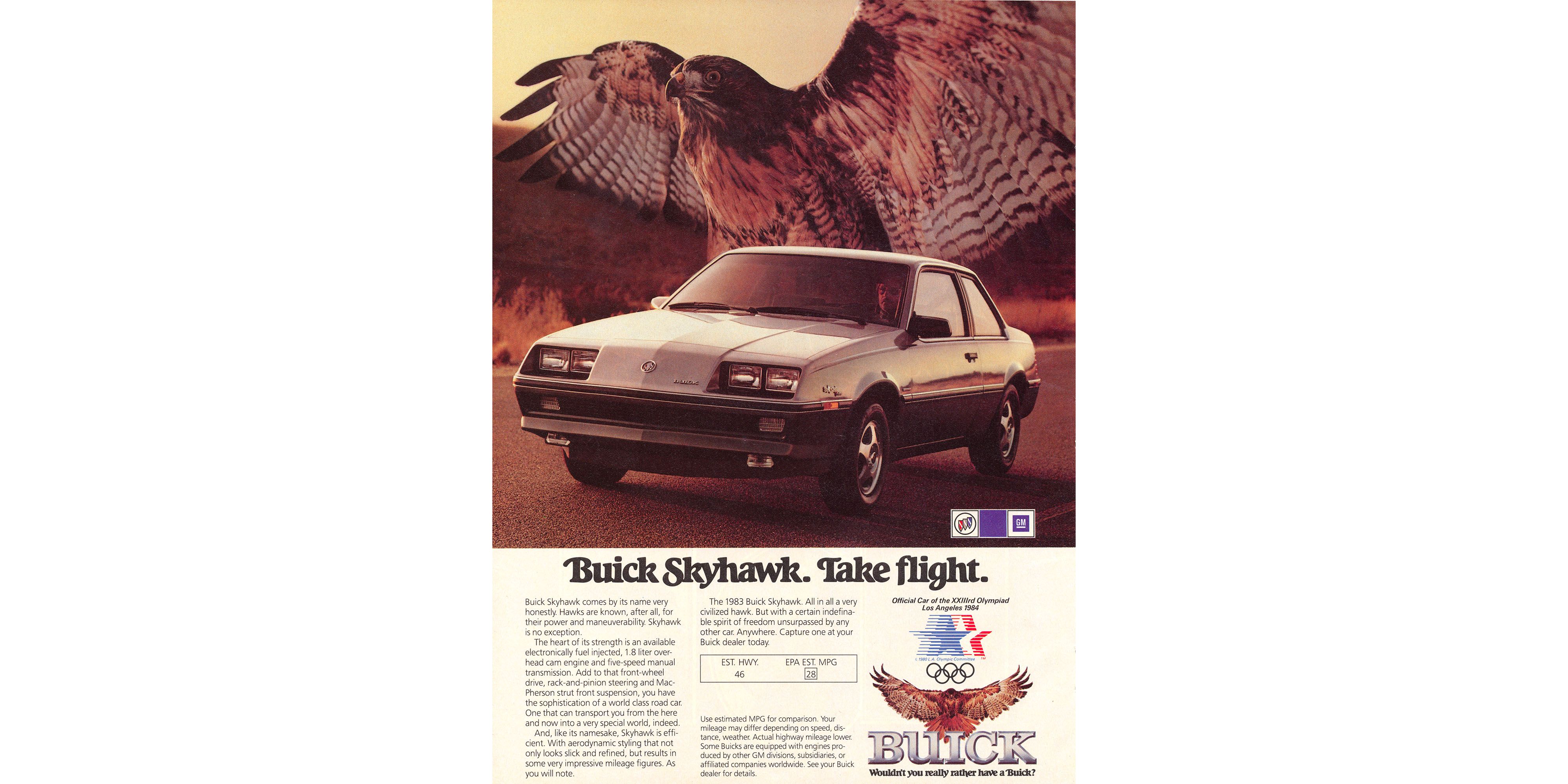 1986 Buick Hawk Cola Classic Vintage Advertisement Ad D151 