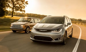 2017 Chrysler Pacifica and 1984 Plymouth Voyager