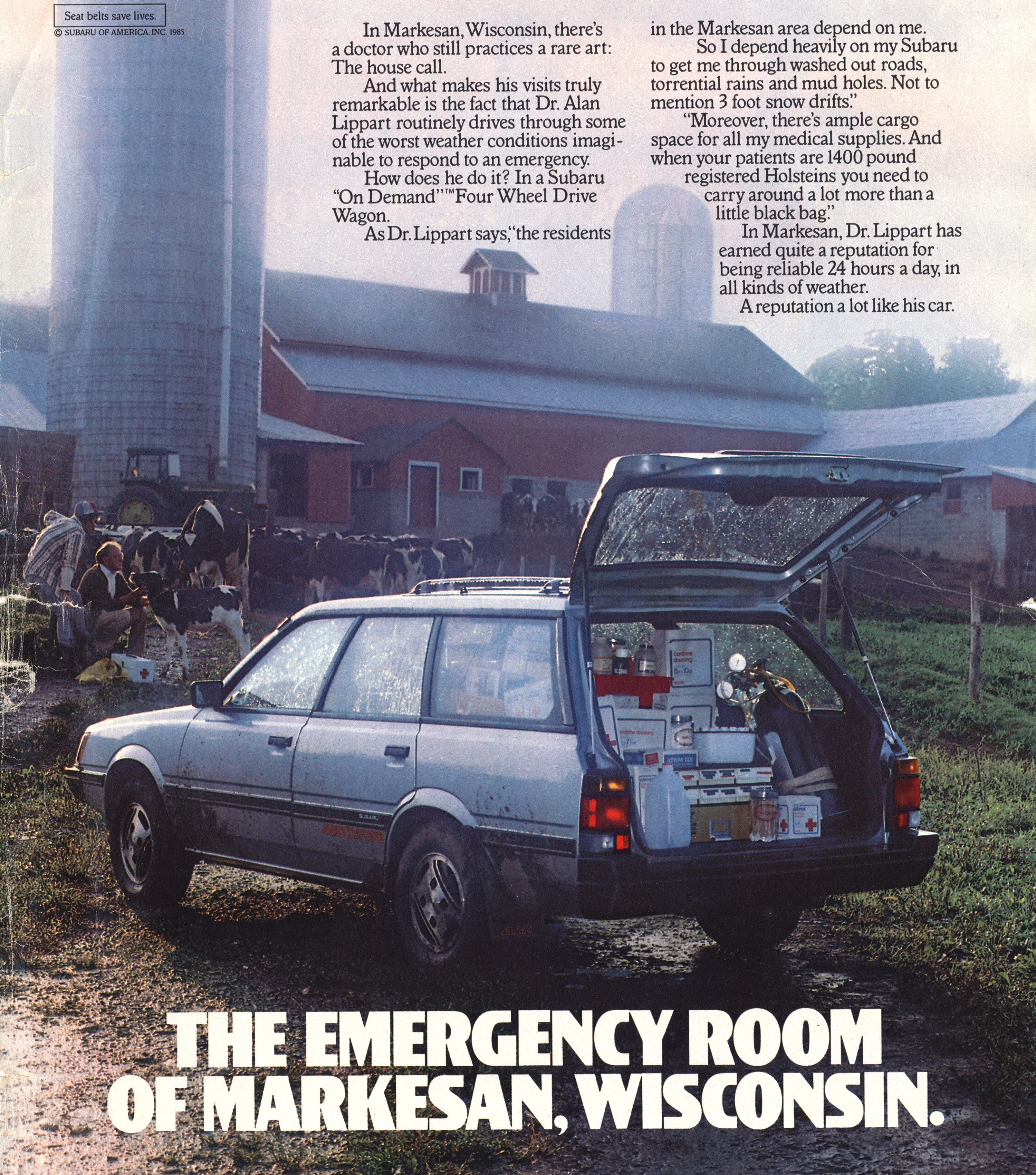 The 1986 Subaru 4WD Wagon Can Go Where the Sick Cows Are in Wisconsin