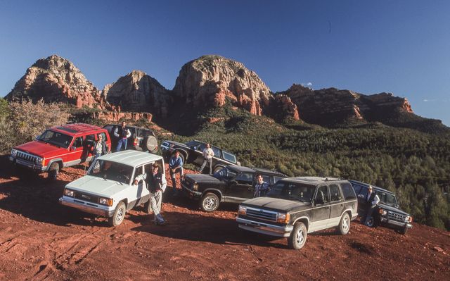 1990 ford explorer, 1990 gmc jimmy, 1990 isuzu trooper, 1990 jeep cherokee, 1990 mitsubishi montero, 1990 nissan pathfinder, and 1990 toyota 4runner