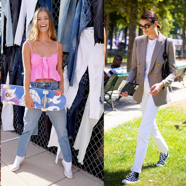 White, Street fashion, Clothing, Fashion, Footwear, Jeans, Shoe, Blazer, Leg, Outerwear, 