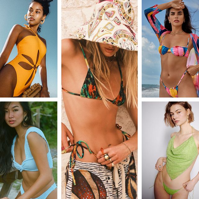 a variety of designer swimsuits