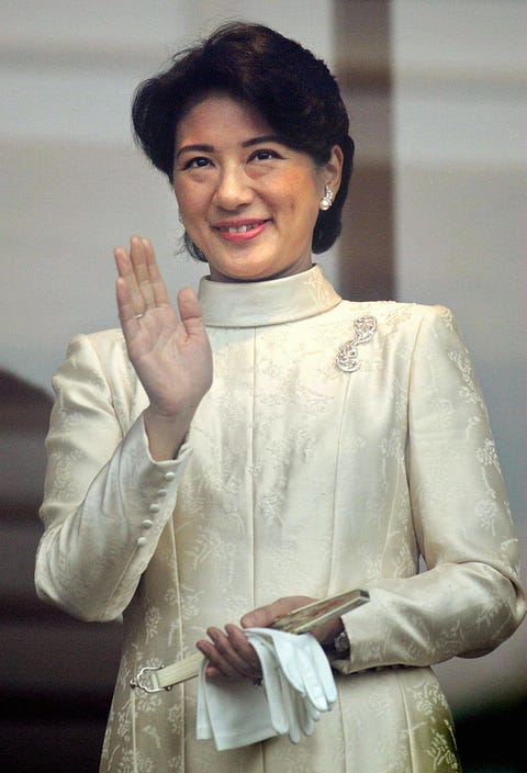 Japanese Crown Princess Masako waves to