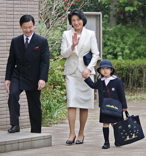 Japanese Princess Aiko (R), accompanied